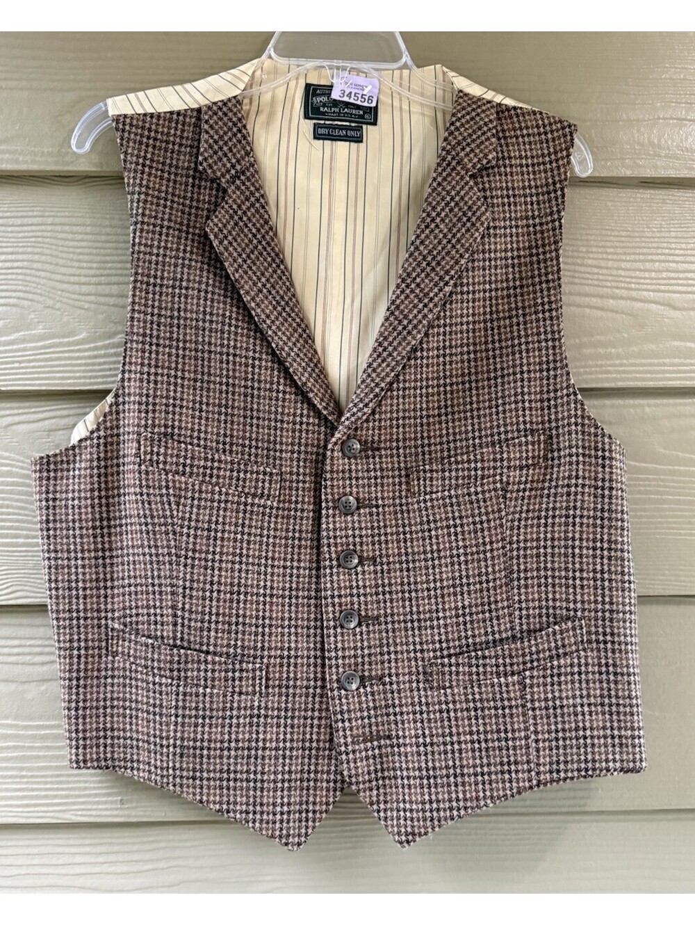 VTG 80’s Polo Country Ralph Lauren Men's XL Houndstooth Wool Vest Rugged Western